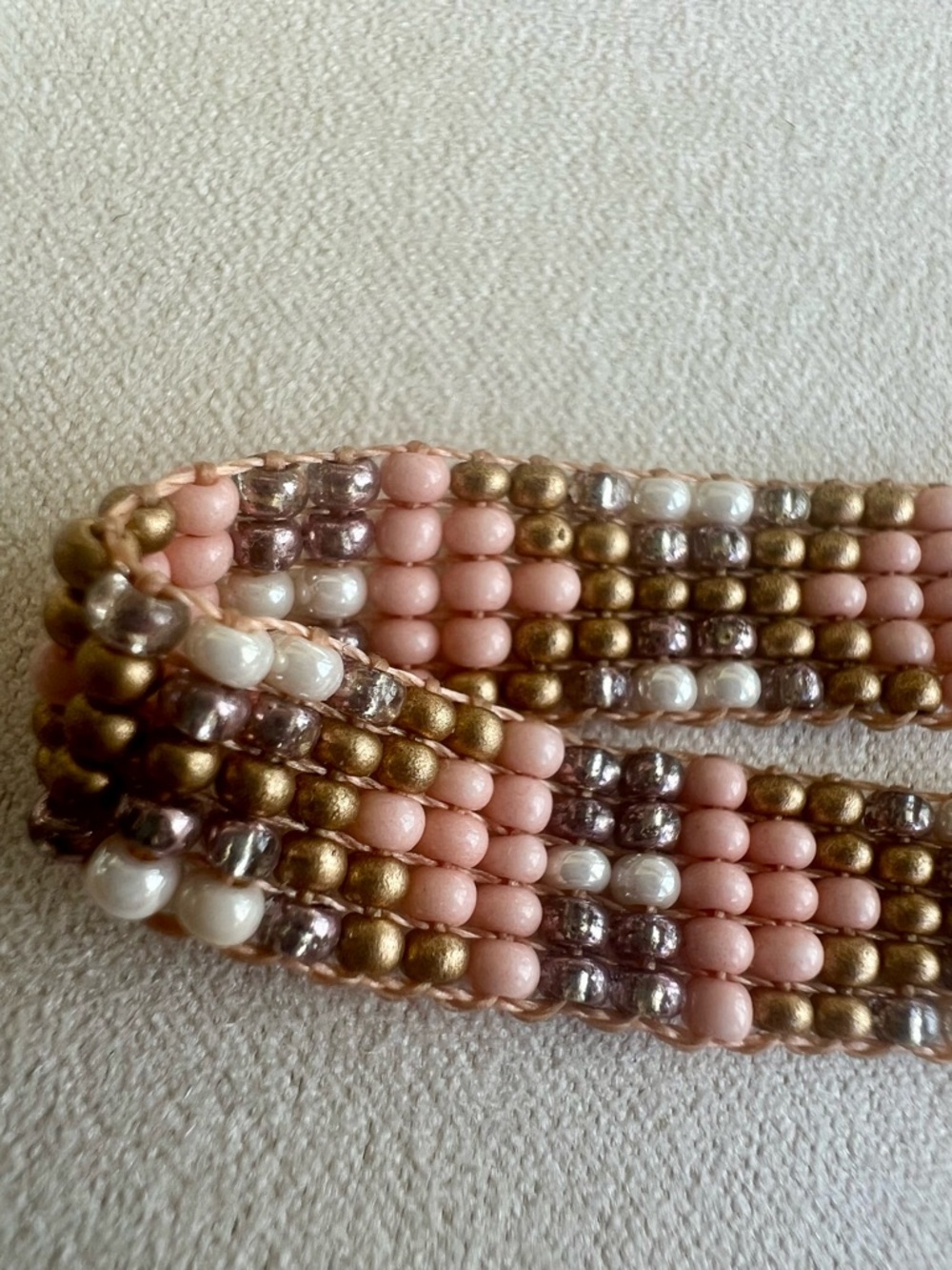 New with tags Noonday Beaded Bracelet Bronze, Rose, Pearl and Lavender Beads